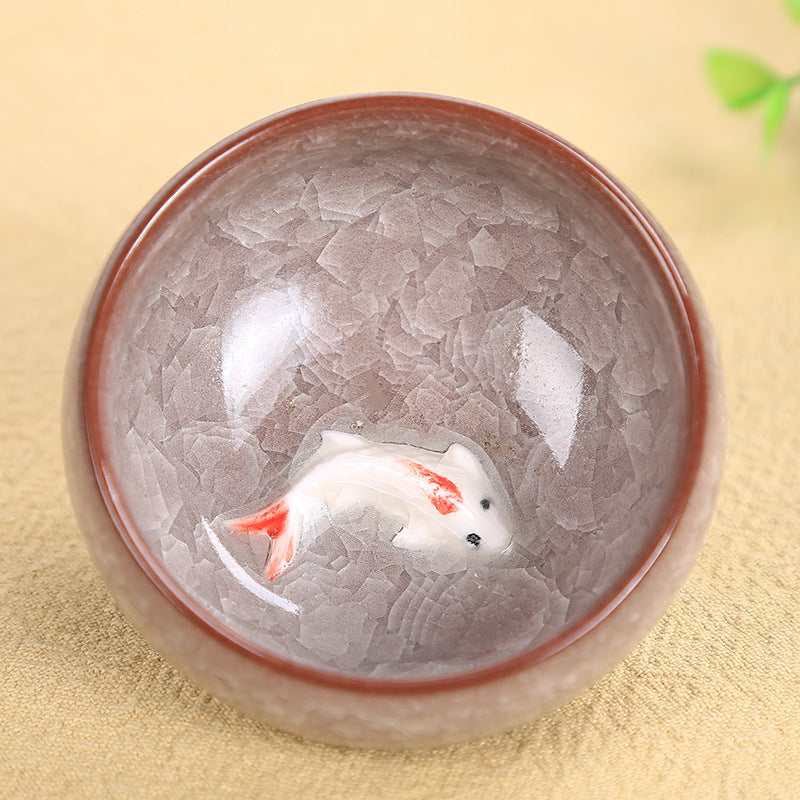 Buddha Stones Śliczna Rybka Koi Ceramiczna Filiżanka Do Herbaty Kung Fu Miska 45ml