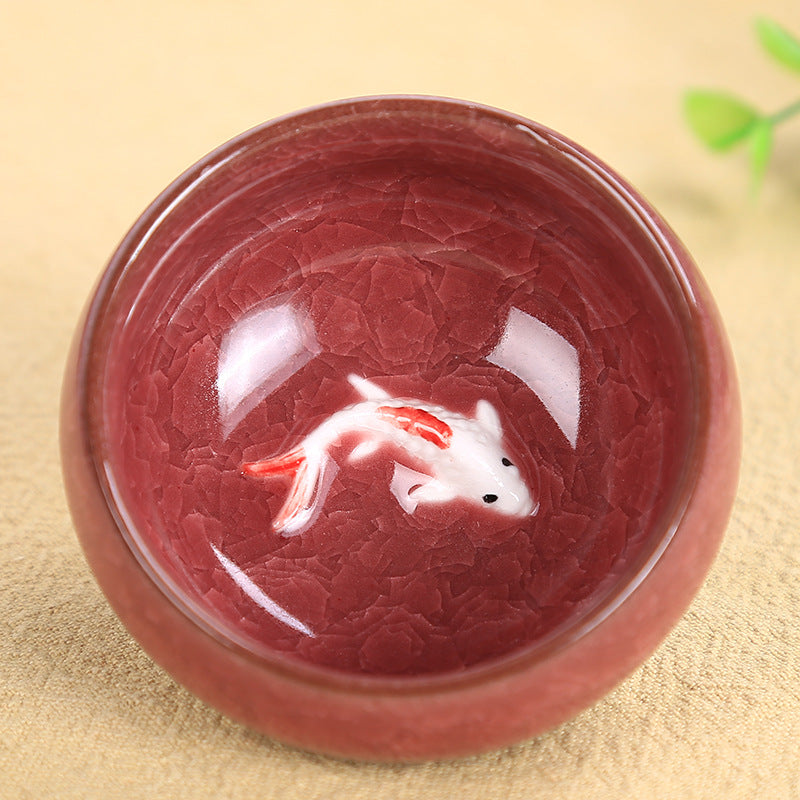 Buddha Stones Śliczna Rybka Koi Ceramiczna Filiżanka Do Herbaty Kung Fu Miska 45ml