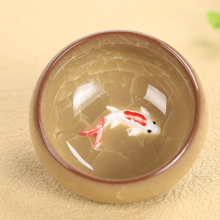 Buddha Stones Śliczna Rybka Koi Ceramiczna Filiżanka Do Herbaty Kung Fu Miska 45ml