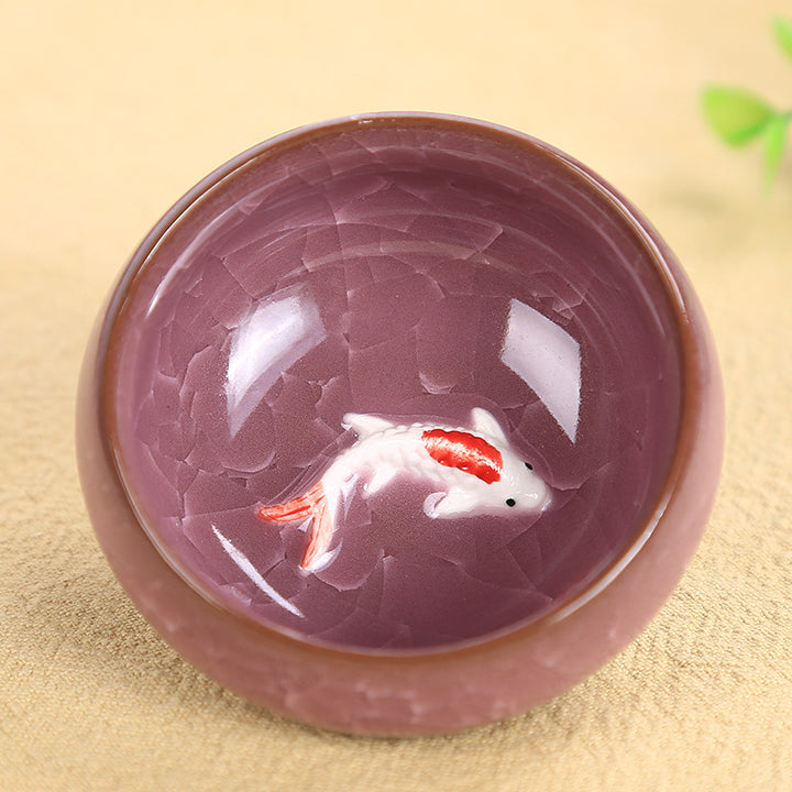 Buddha Stones Śliczna Rybka Koi Ceramiczna Filiżanka Do Herbaty Kung Fu Miska 45ml