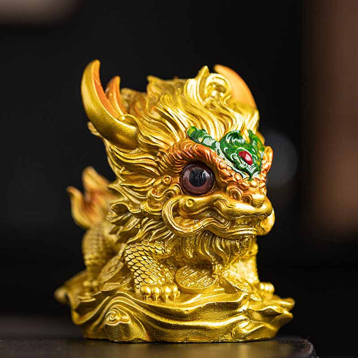 Buddha Stones Zmieniające Kolor Małe Kirin Żywica Herbata Zwierzęta Domowe Figurka Dekoracja - Brak zmiany koloru - Złoty Kirin 12*8*11,5 cm - image 24