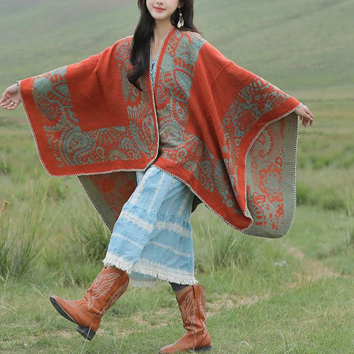 Buddha Stones Tybetański Szal Prosty Wzór Zimowy Przytulny Szalik Podróżny Otulacz - image 3