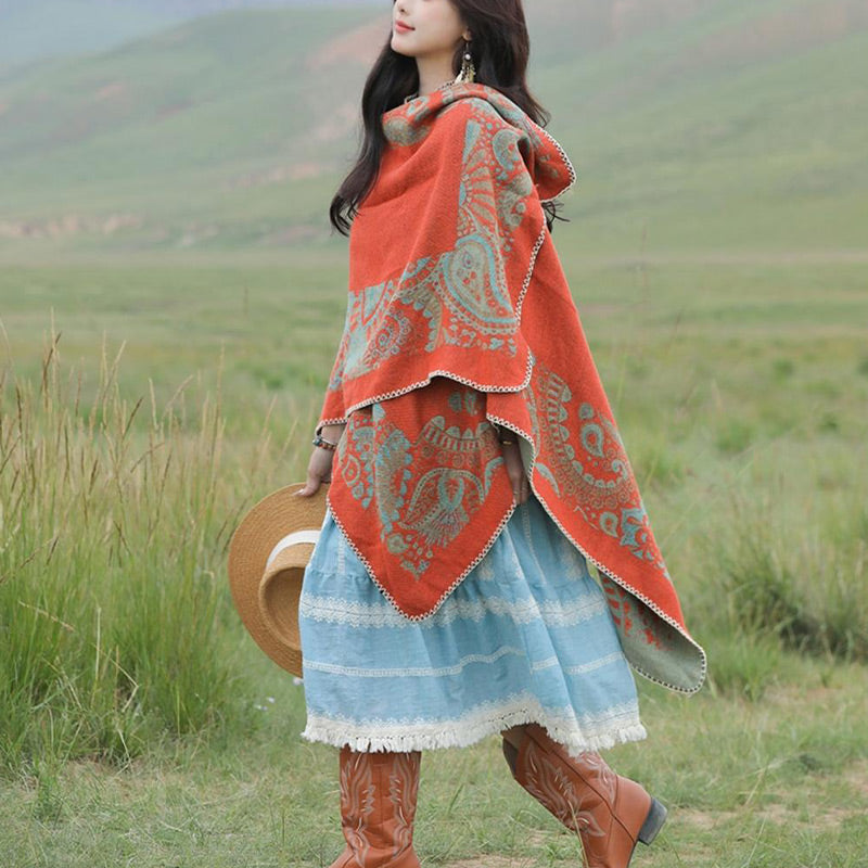 Buddha Stones Tybetański Szal Prosty Wzór Zimowy Przytulny Szalik Podróżny Otulacz - image 6