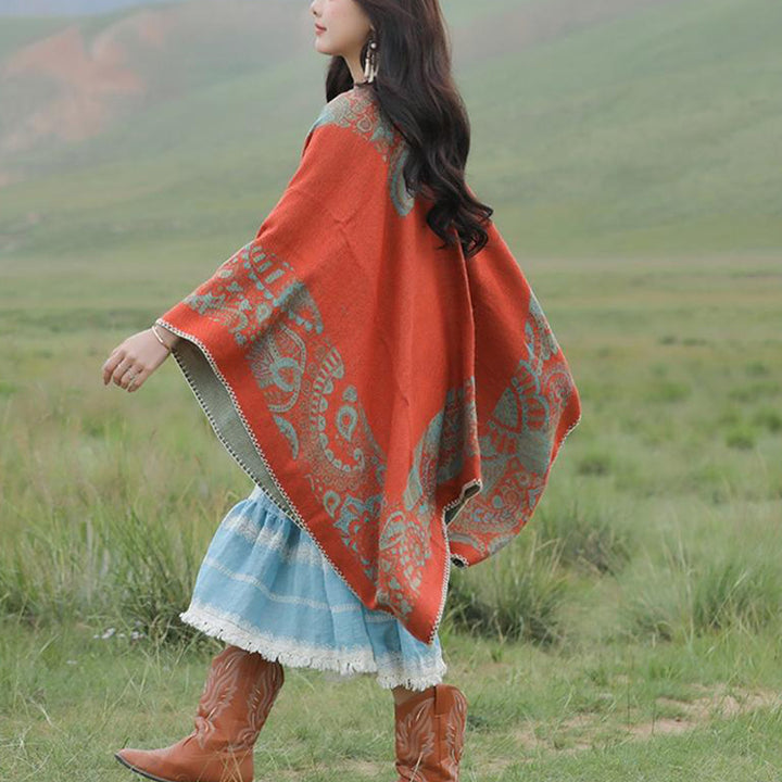 Buddha Stones Tybetański Szal Prosty Wzór Zimowy Przytulny Szalik Podróżny Otulacz - image 14