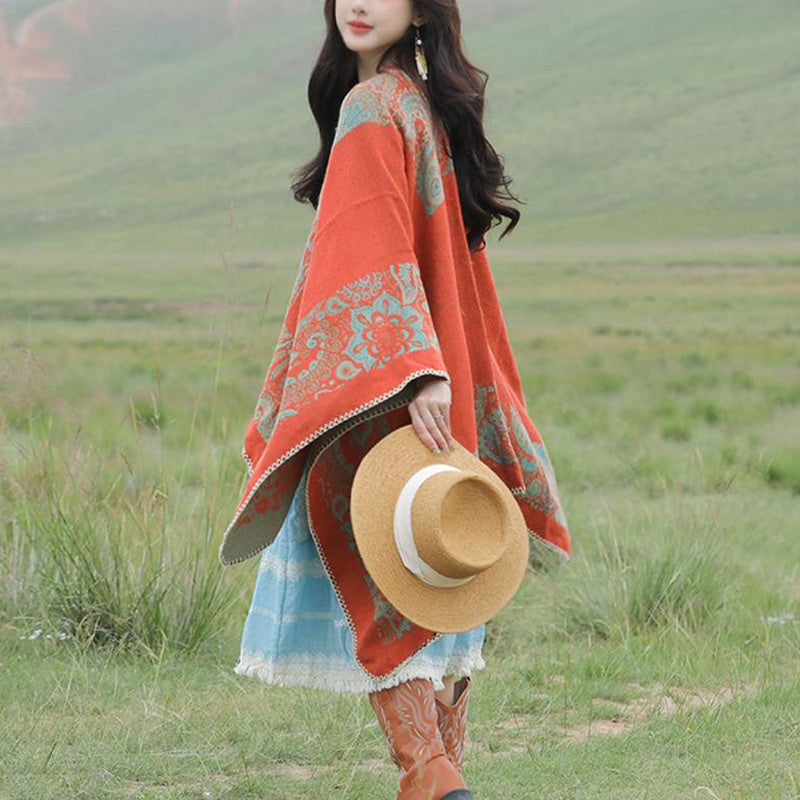 Buddha Stones Tybetański Szal Prosty Wzór Zimowy Przytulny Szalik Podróżny Otulacz - image 15