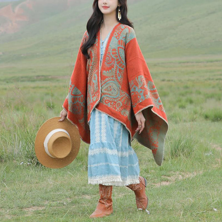 Buddha Stones Tybetański Szal Prosty Wzór Zimowy Przytulny Szalik Podróżny Otulacz - image 17