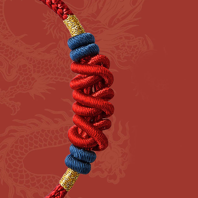 Buddha Stones 925 Srebro Sterlingowe Koi Ryba Charm Bogactwo Sukces Bransoletka pleciona
