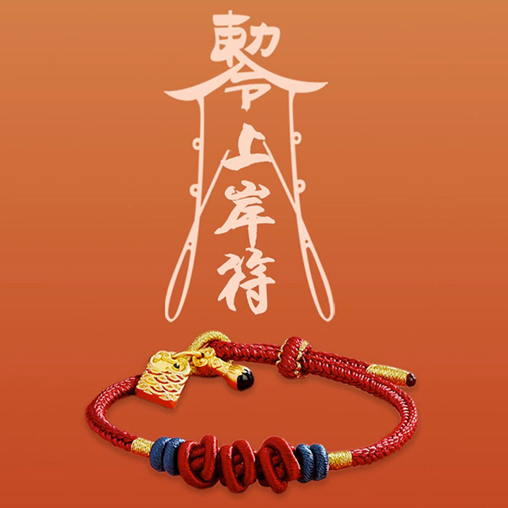 Buddha Stones 925 Srebro Sterlingowe Koi Ryba Charm Bogactwo Sukces Bransoletka pleciona