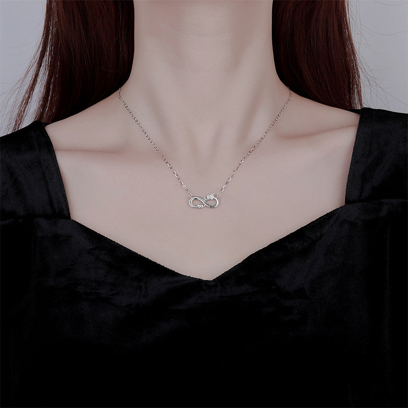 Buddha Stones 999 Srebro Sterling Rok Smoka Nieskończony Węzeł Naszyjnik Sukces Wisiorek