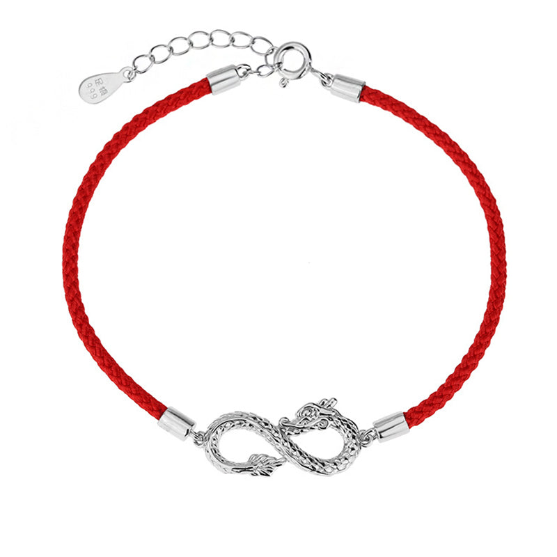 Buddha Stones Rok Smoka 999 Srebro Sterlingowe Endless Knot Bransoletka Ochronna Szczęścia - image 8