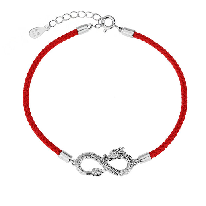 Buddha Stones Rok Smoka 999 Srebro Sterlingowe Endless Knot Bransoletka Ochronna Szczęścia - image 8