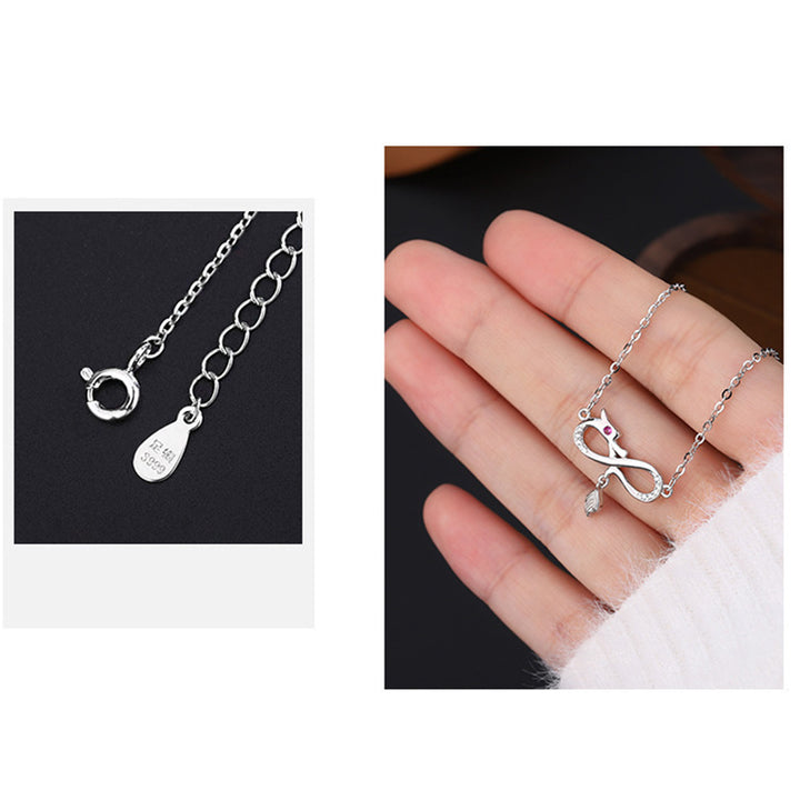 Buddha Stones 999 Srebro Sterling Rok Smoka Nieskończony Węzeł Ogon Urok Ochrona Naszyjnik Wisiorek