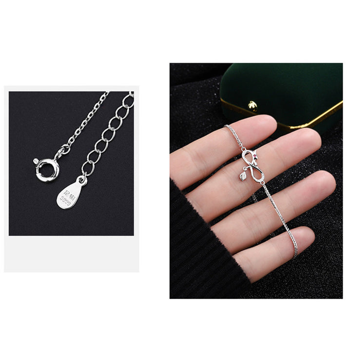 Buddha Stones Rok Smoka 999 Srebro Sterling Cyrkon Nieskończony Węzeł Ogon Charm Bransoletka Ochronna Szczęścia