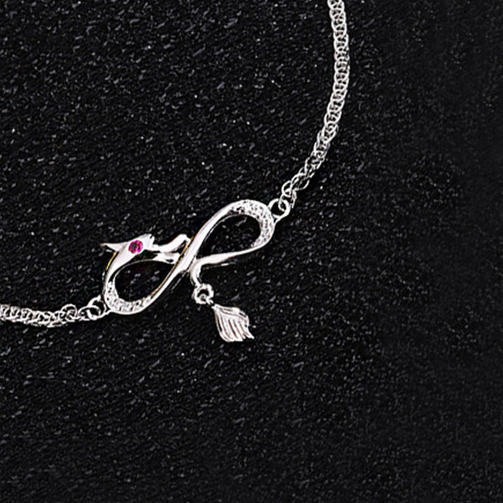 Buddha Stones Rok Smoka 999 Srebro Sterling Cyrkon Nieskończony Węzeł Ogon Charm Bransoletka Ochronna Szczęścia
