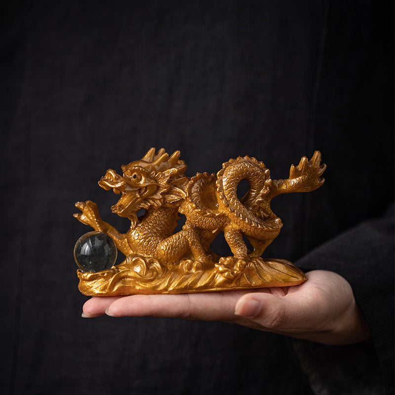 Buddha Stones Rok Smoka Zmieniająca Kolor Żywica Szczęście Sukces Herbata Zwierzę Dom Figurka Dekoracja