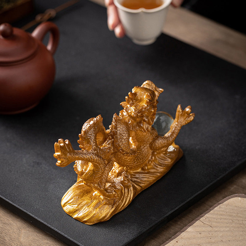 Buddha Stones Rok Smoka Zmieniająca Kolor Żywica Szczęście Sukces Herbata Zwierzę Dom Figurka Dekoracja