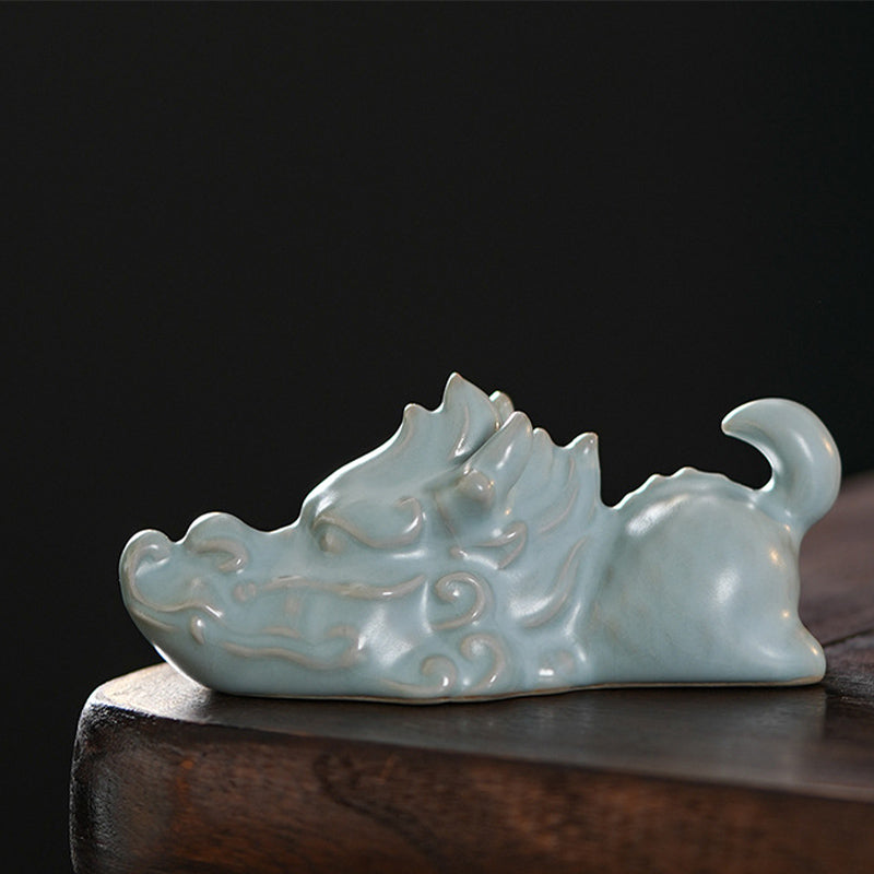 Buddha Stones Rok Smoka Szczęście Ceramiczna Herbata Zwierzę Dom Figurka Dekoracja - Jeden smoczy zwierzak herbaciany 10,2*4,5 cm - image 4