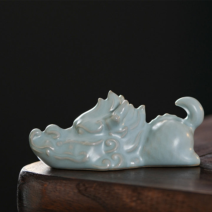 Buddha Stones Rok Smoka Szczęście Ceramiczna Herbata Zwierzę Dom Figurka Dekoracja - Jeden smoczy zwierzak herbaciany 10,2*4,5 cm - image 4