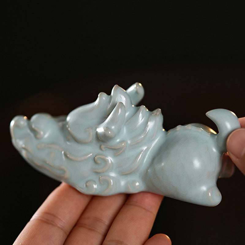 Buddha Stones Rok Smoka Szczęście Ceramiczna Herbata Zwierzę Dom Figurka Dekoracja