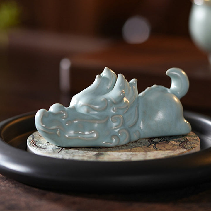 Buddha Stones Rok Smoka Szczęście Ceramiczna Herbata Zwierzę Dom Figurka Dekoracja