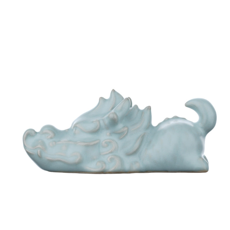 Buddha Stones Rok Smoka Szczęście Ceramiczna Herbata Zwierzę Dom Figurka Dekoracja