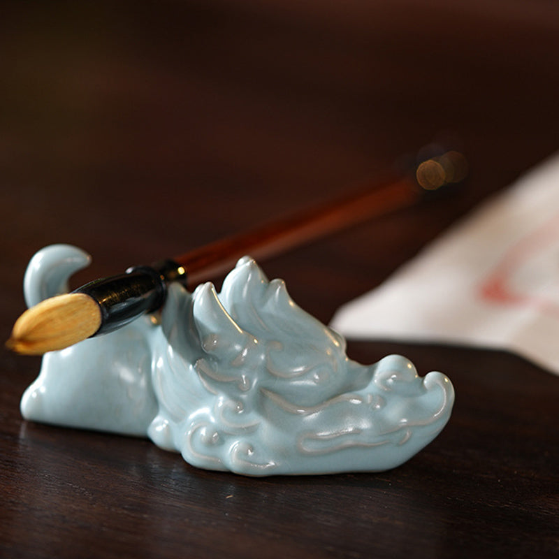 Buddha Stones Rok Smoka Szczęście Ceramiczna Herbata Zwierzę Dom Figurka Dekoracja