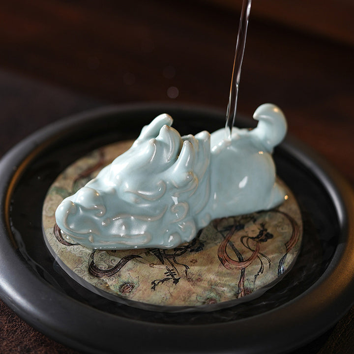 Buddha Stones Rok Smoka Szczęście Ceramiczna Herbata Zwierzę Dom Figurka Dekoracja