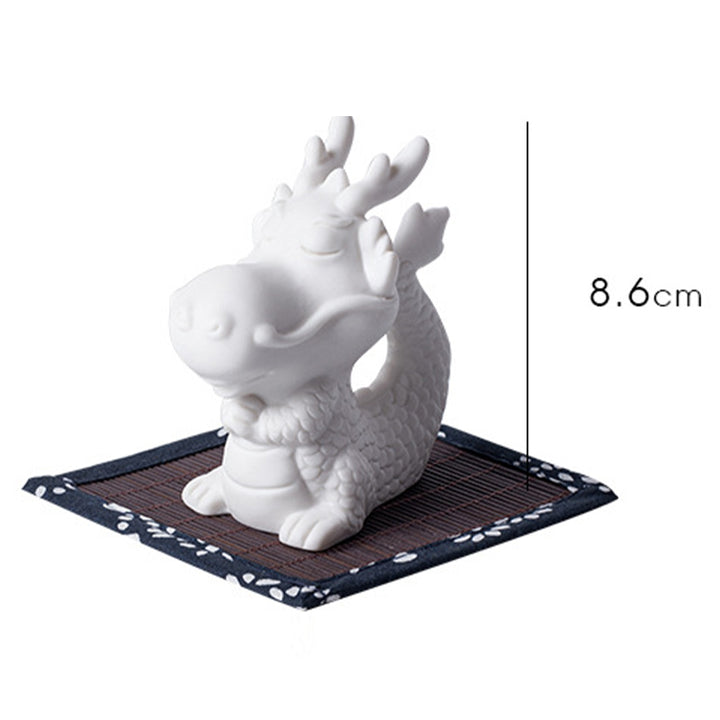 Buddha Stones Rok Smoka Szczęście Biała Porcelana Ceramiczna Herbata Zwierzę Dom Figurka Dekoracja