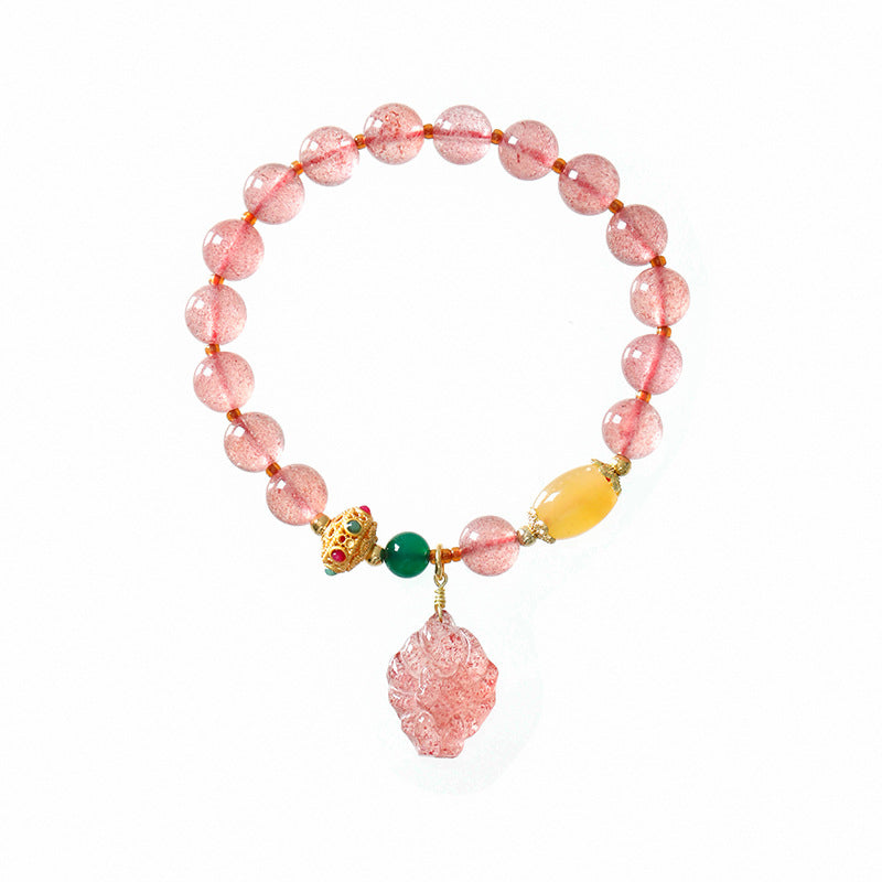 Bransoletka lecznicza Buddha Stones Natural Truskawkowy Kwarc Dziewięcioogonowy Lis