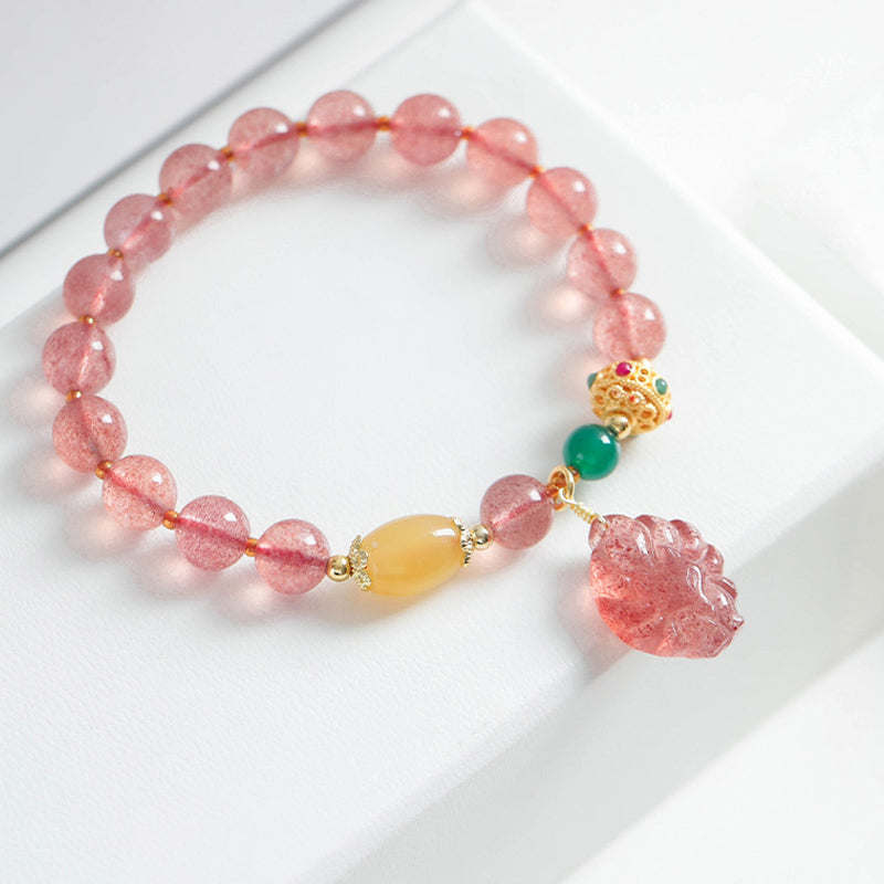 Bransoletka lecznicza Buddha Stones Natural Truskawkowy Kwarc Dziewięcioogonowy Lis