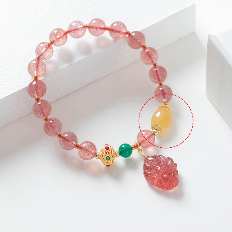 Bransoletka lecznicza Buddha Stones Natural Truskawkowy Kwarc Dziewięcioogonowy Lis
