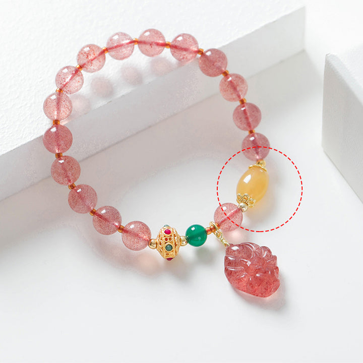 Bransoletka lecznicza Buddha Stones Natural Truskawkowy Kwarc Dziewięcioogonowy Lis