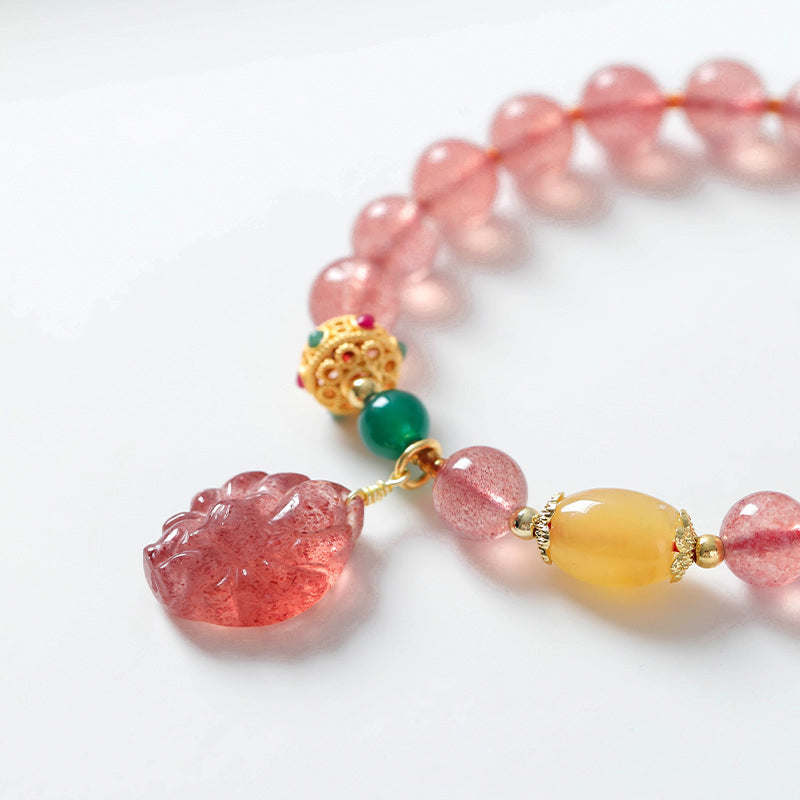 Bransoletka lecznicza Buddha Stones Natural Truskawkowy Kwarc Dziewięcioogonowy Lis