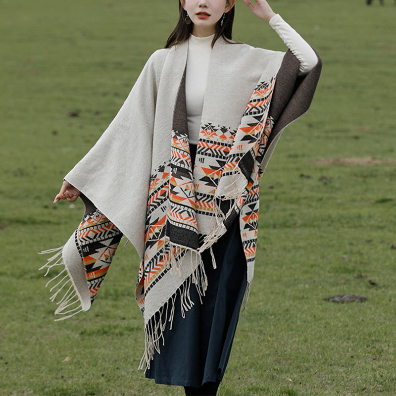 Buddha Stones Tybetański Szal Kolorowa Geometria Zimowy Przytulny Podróżny Szalik Otulacz - image 3