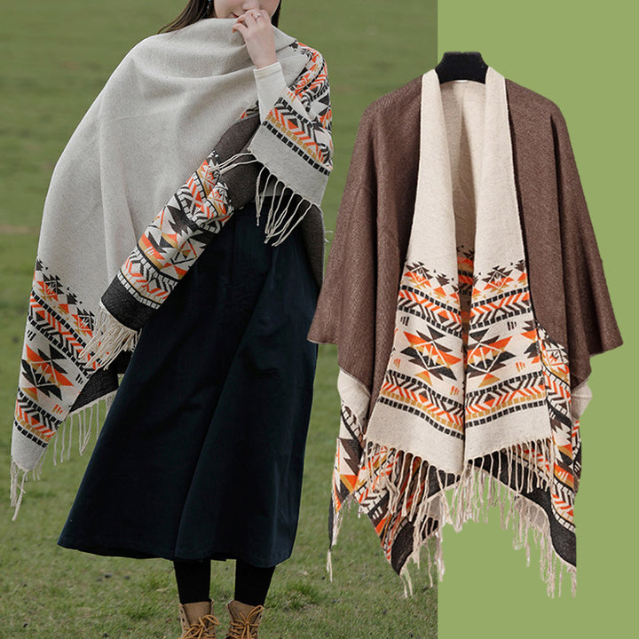 Buddha Stones Tybetański Szal Kolorowa Geometria Zimowy Przytulny Podróżny Szalik Otulacz - image 11