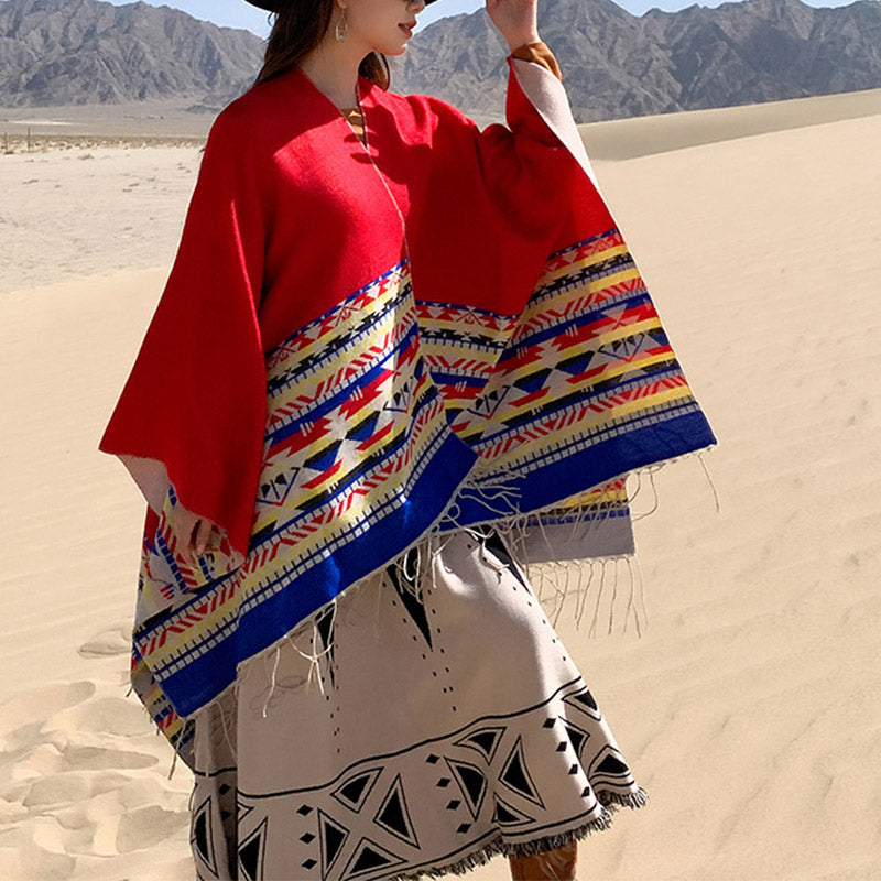 Buddha Stones Tybetański Szal Kolorowa Geometria Zimowy Przytulny Podróżny Szalik Otulacz - image 21