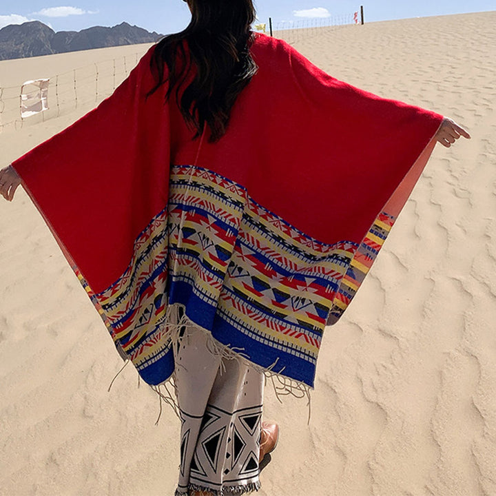 Buddha Stones Tybetański Szal Kolorowa Geometria Zimowy Przytulny Podróżny Szalik Otulacz - image 16