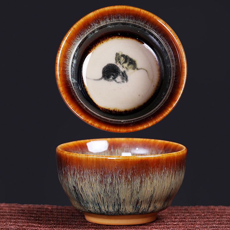 Buddha Stones 12 Chiński wzór zodiaku Ceramiczna filiżanka do herbaty Kung Fu Jian Chińska filiżanka do herbaty Zhan 73 ml