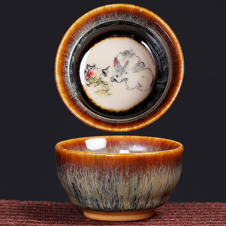 Buddha Stones 12 Chiński wzór zodiaku Ceramiczna filiżanka do herbaty Kung Fu Jian Chińska filiżanka do herbaty Zhan 73 ml