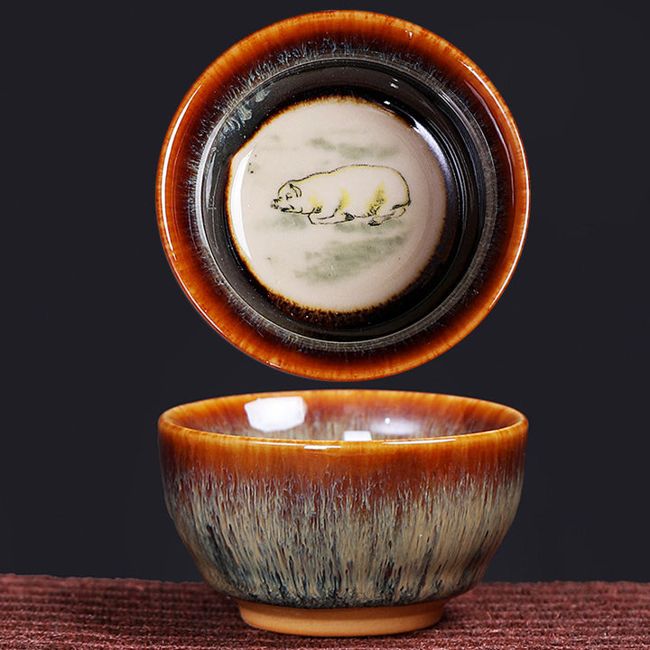 Buddha Stones 12 Chiński wzór zodiaku Ceramiczna filiżanka do herbaty Kung Fu Jian Chińska filiżanka do herbaty Zhan 73 ml