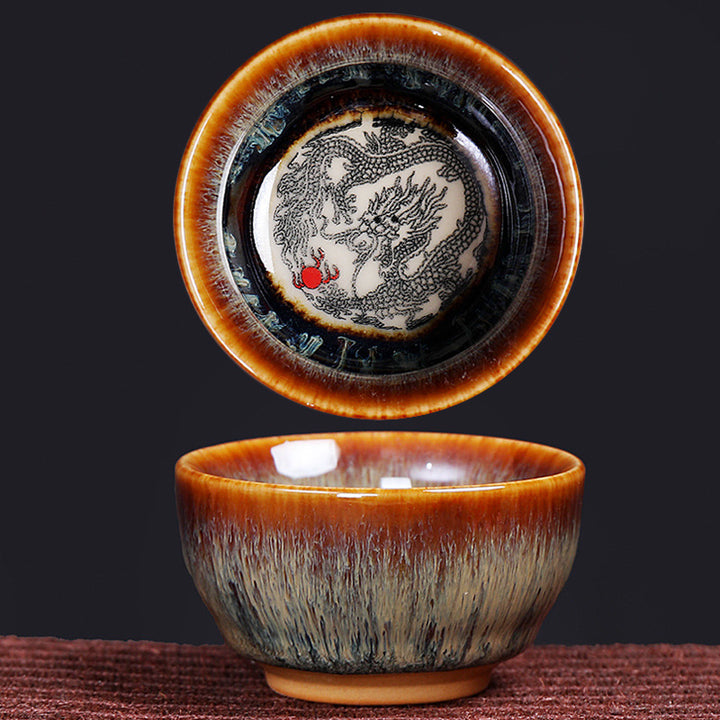 Buddha Stones 12 Chiński wzór zodiaku Ceramiczna filiżanka do herbaty Kung Fu Jian Chińska filiżanka do herbaty Zhan 73 ml