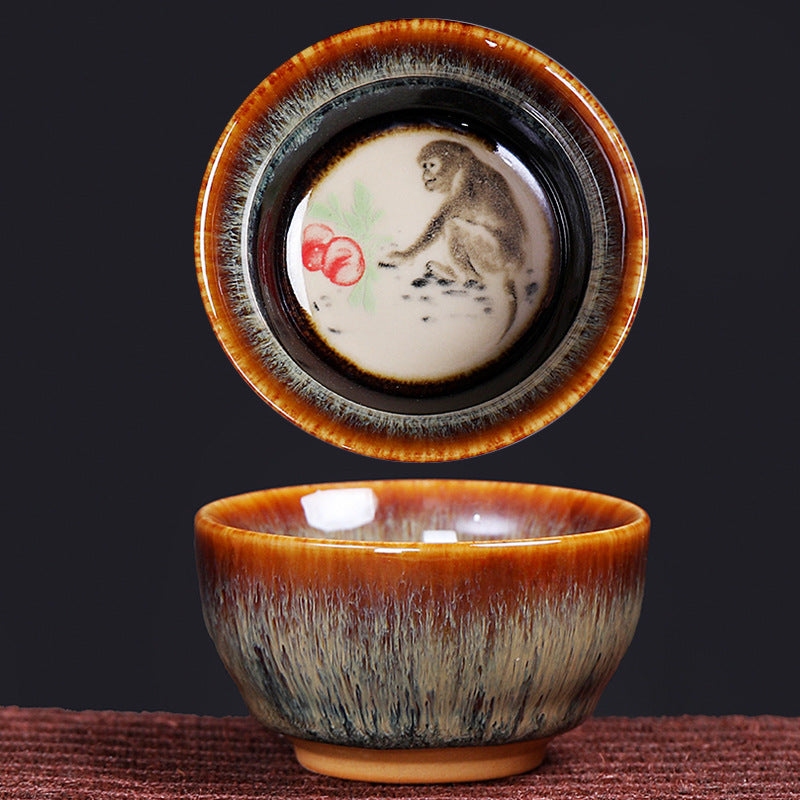 Buddha Stones 12 Chiński wzór zodiaku Ceramiczna filiżanka do herbaty Kung Fu Jian Chińska filiżanka do herbaty Zhan 73 ml