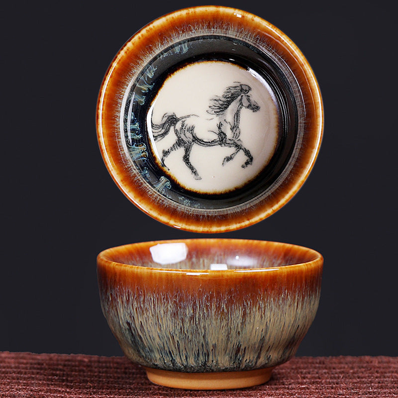 Buddha Stones 12 Chiński wzór zodiaku Ceramiczna filiżanka do herbaty Kung Fu Jian Chińska filiżanka do herbaty Zhan 73 ml