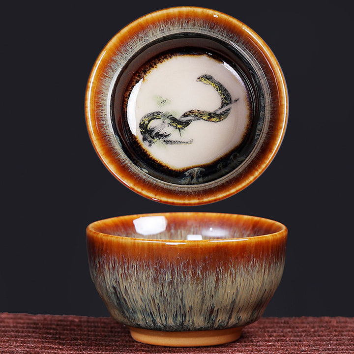 Buddha Stones 12 Chiński wzór zodiaku Ceramiczna filiżanka do herbaty Kung Fu Jian Chińska filiżanka do herbaty Zhan 73 ml