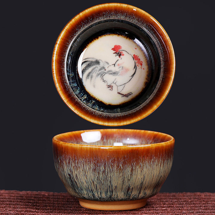 Buddha Stones 12 Chiński wzór zodiaku Ceramiczna filiżanka do herbaty Kung Fu Jian Chińska filiżanka do herbaty Zhan 73 ml