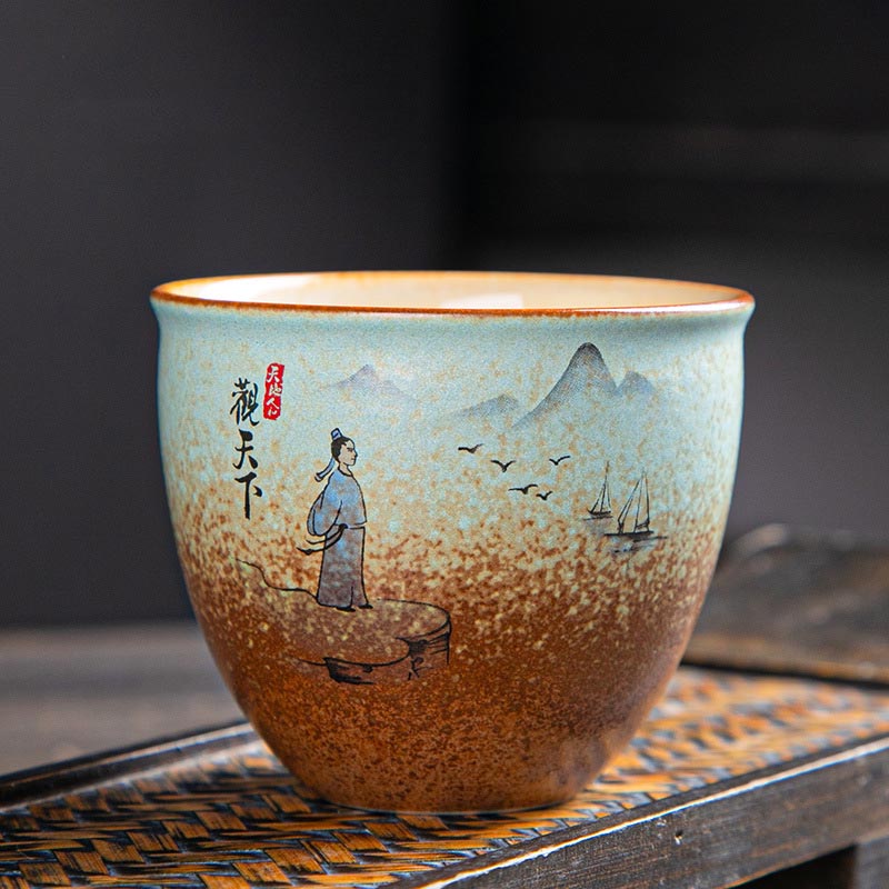 Buddha Stones Kolorowe Jelenie Pipa Śnieg Kwiaty Śliwki Góry Rzeki Ptak Ceramiczna Filiżanka Kung Fu Filiżanka Miska