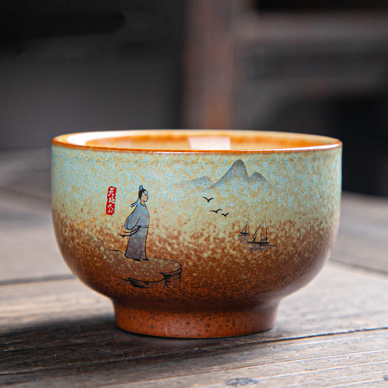Buddha Stones Kolorowe Jelenie Pipa Śnieg Kwiaty Śliwki Góry Rzeki Ptak Ceramiczna Filiżanka Kung Fu Filiżanka Miska