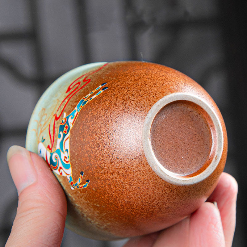 Buddha Stones Kolorowe Jelenie Pipa Śnieg Kwiaty Śliwki Góry Rzeki Ptak Ceramiczna Filiżanka Kung Fu Filiżanka Miska