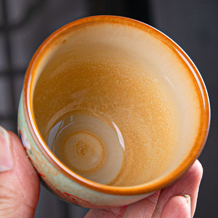 Buddha Stones Kolorowe Jelenie Pipa Śnieg Kwiaty Śliwki Góry Rzeki Ptak Ceramiczna Filiżanka Kung Fu Filiżanka Miska