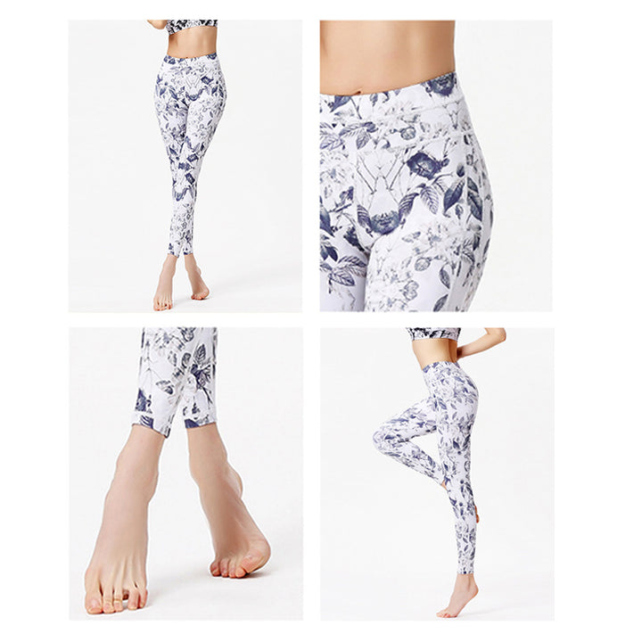 Buddha Stones Kwiaty Liście Nadruk Spodnie Sportowe Fitness Joga Legginsy Damskie Spodnie do Jogi - image 13